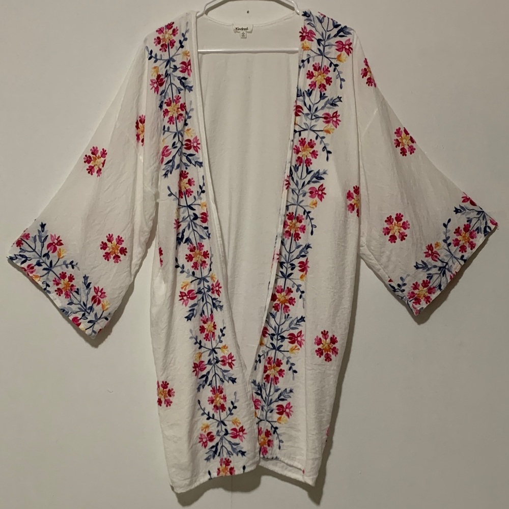 Kindred Floral Embroidered Kimono Cardigan
